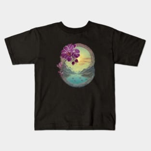 Orchid Wildflower Bloom Flora Gift River Mountains Kids T-Shirt